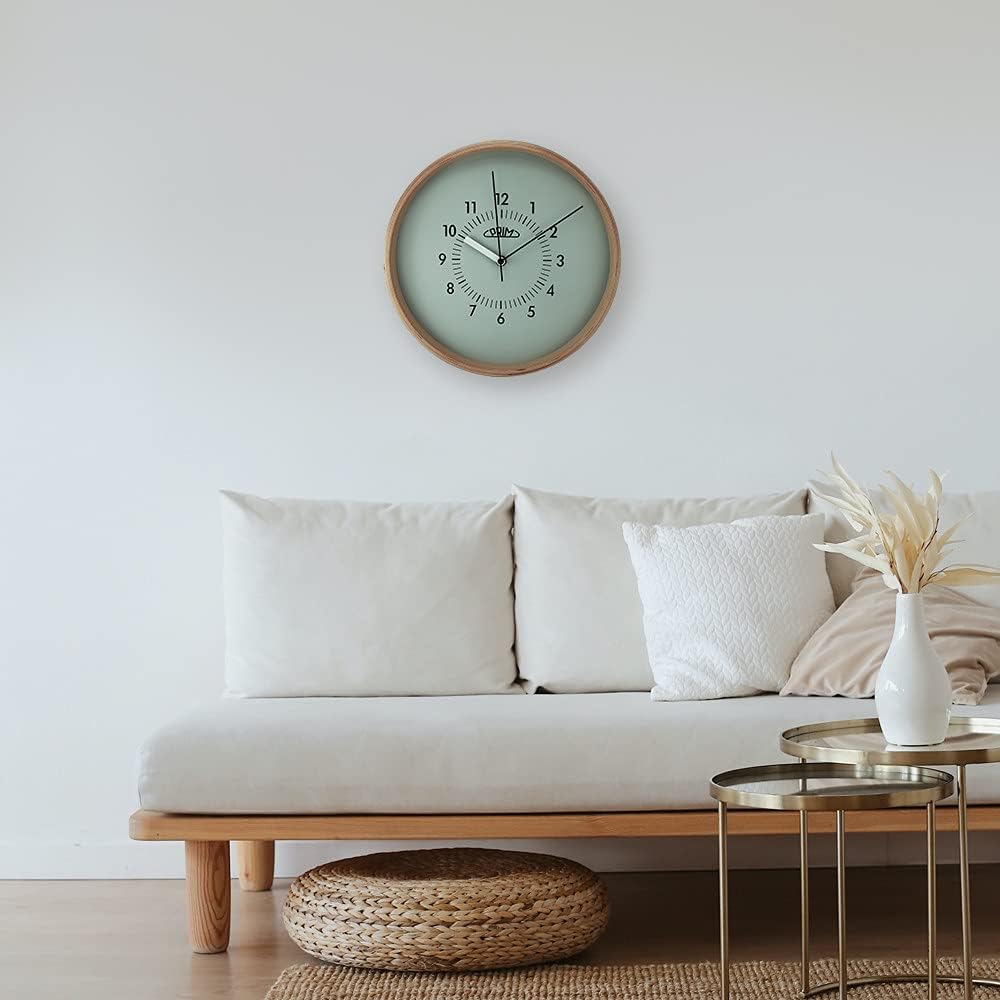 PRIM Organic Design Retrospect Wanduhr, Wood Clock, aus Holz, Zifferblatt in Grau, die Nicht stört,