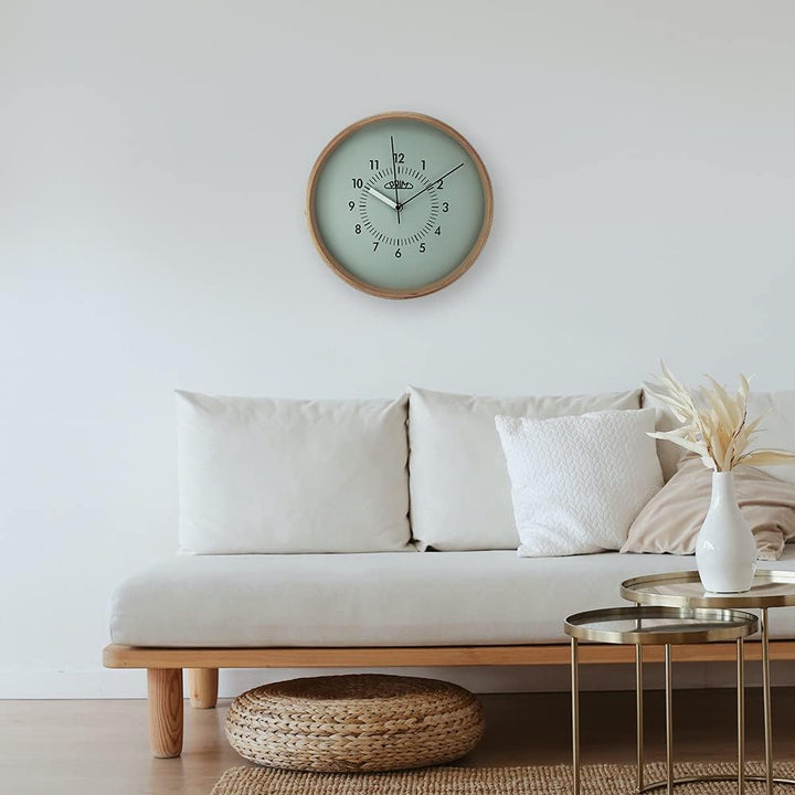 PRIM Organic Design Retrospect Wanduhr, Wood Clock, aus Holz, Zifferblatt in Grau, die Nicht stört,