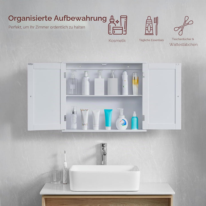 Vida Designs Badezimmerschrank mit 2 Türen, Wandmontage, mit Aufbewahrungsfach, weiss, 2 Türen