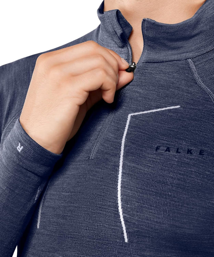 FALKE Herren Wool-Tech Zip Funktionsshirt Langarmshirt kalte bis sehr kalte Temperaturen Funktionsun