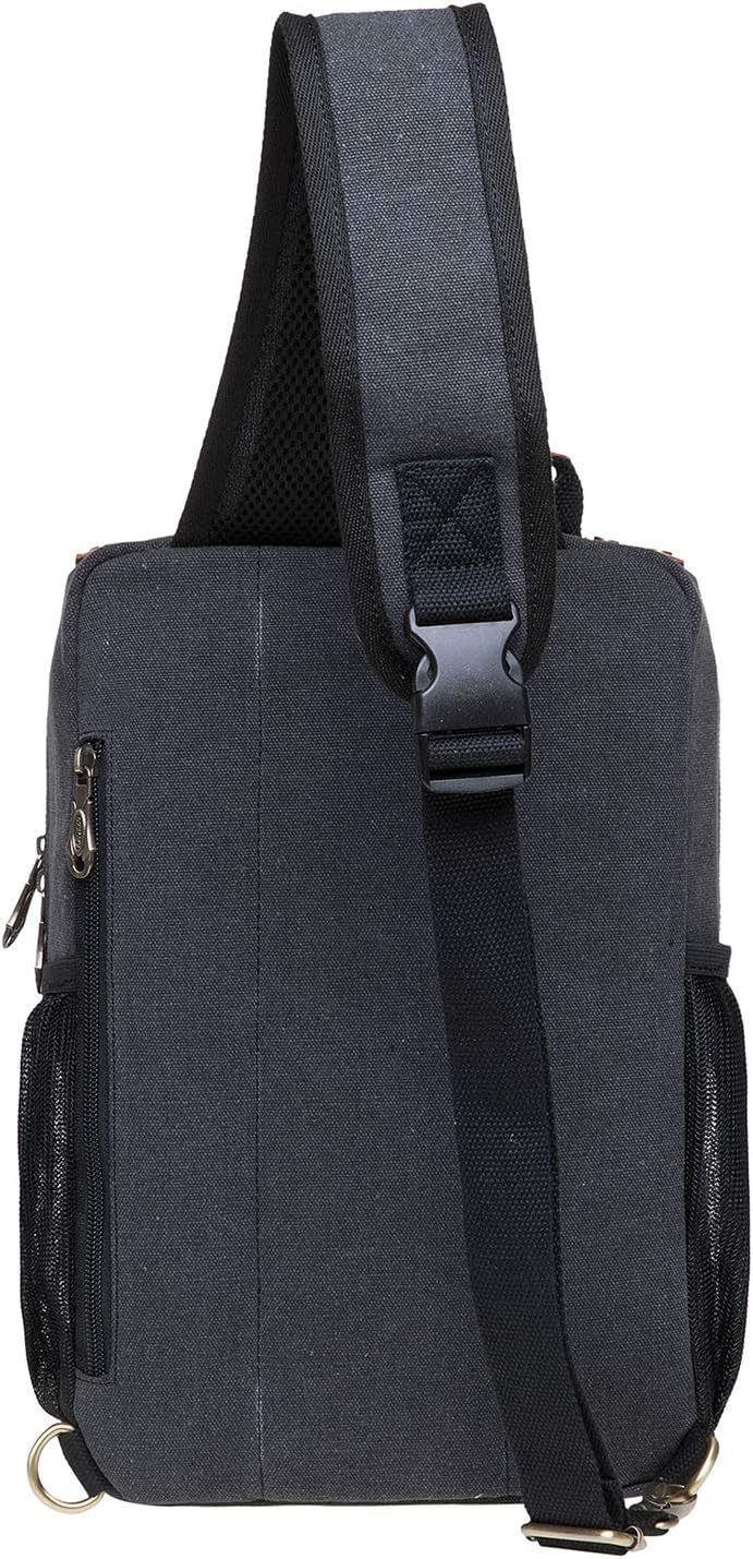 KAUKKO Canvas - Brusttasche für Damen und Herren - Umhängetasche Schwarz Jnl-fd252-3-03, Schwarz Jnl