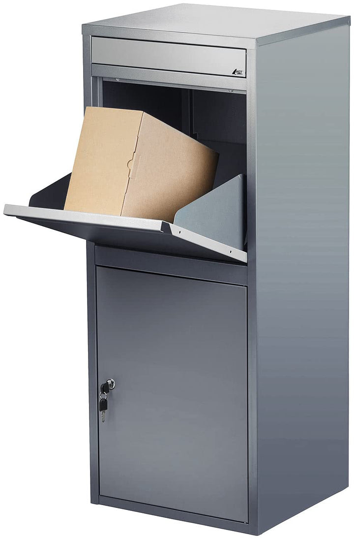 AGT Paketkasten: Stand-Paketbriefkasten mit Rückholsperre, Stahlblech, 2 Schlüssel (Paketklappe, Sta