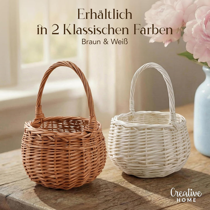 Creative Home Osterkorb Kleiner Weidenkorb mit Henkel | Klein 16 x 16 x 20 cm (+/- 2 cm) | Handgeflo