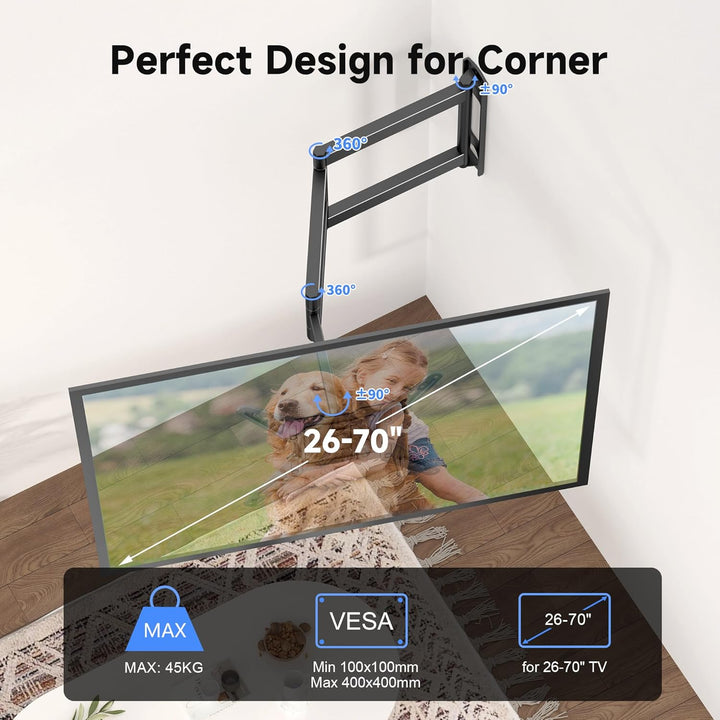 XINLEI TV Wandhalterung mit 1021 mm Verlängerung für die meisten 26-70 Zoll grossen Flachbildschirme