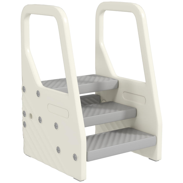 AIYAPLAY Tritthocker Kinder 3 Stufen Höhenverstellbar Kinderhocker Trittschemel mit Handgriffe, Anti