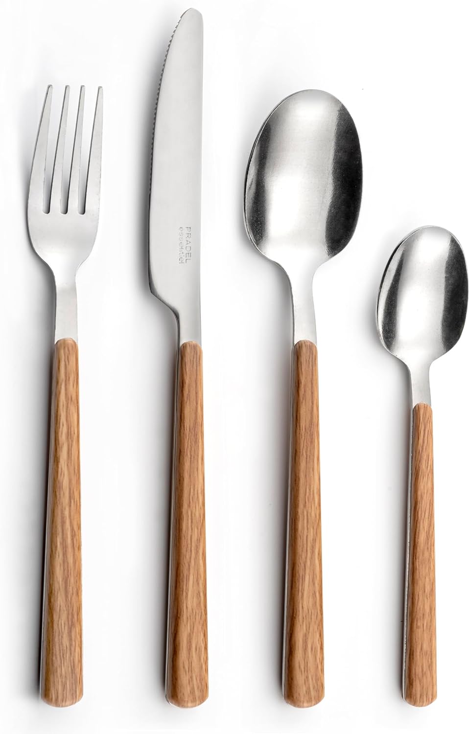 Amefa Bosquet Besteck-Set, 24-teilig, Edelstahl 18/0, Holzgriff, spülmaschinengeeignet