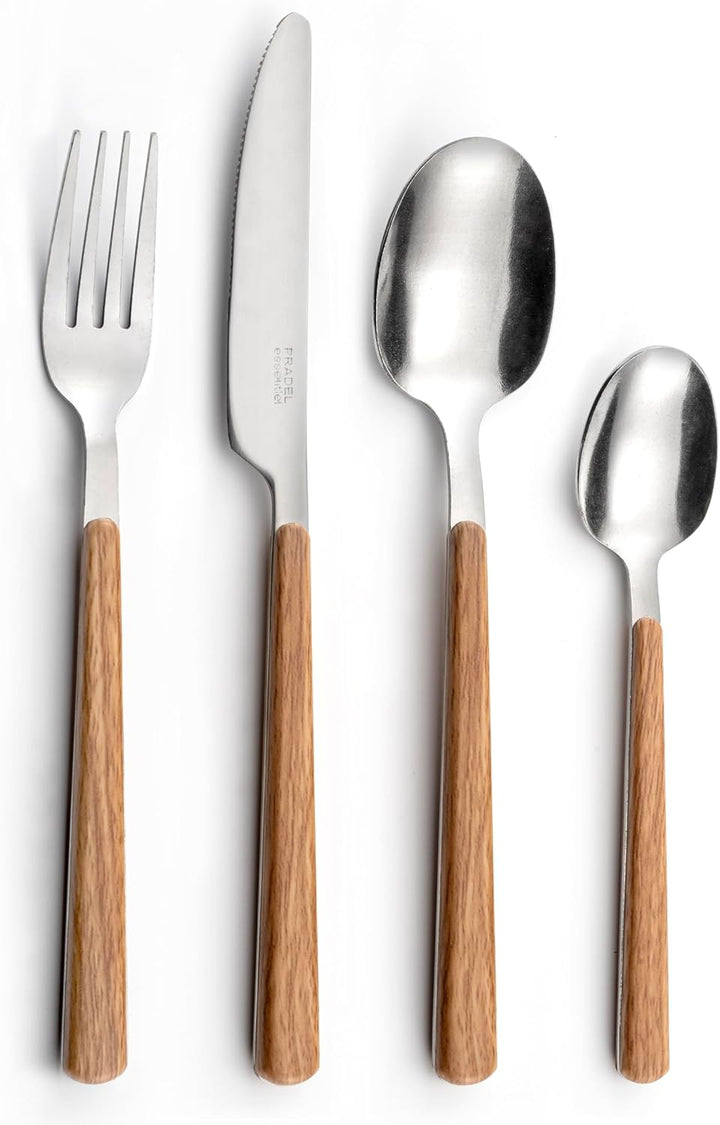 Amefa Bosquet Besteck-Set, 24-teilig, Edelstahl 18/0, Holzgriff, spülmaschinengeeignet