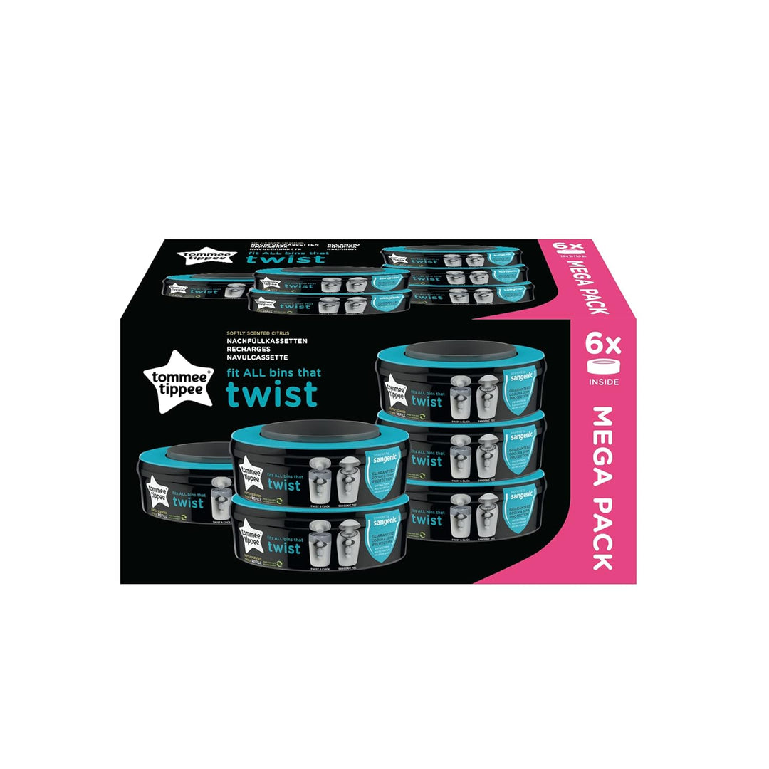 Tommee Tippee Windeleimer Nachfüllkassetten für Twist & Click und Sangenic TEC Windeleimersysteme, 6