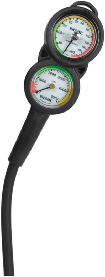 SEAC Unisex Erwachsene Console 3 Manometer, Tiefenmesser und Kompass für Taucher, Skala 0-5000 psi u