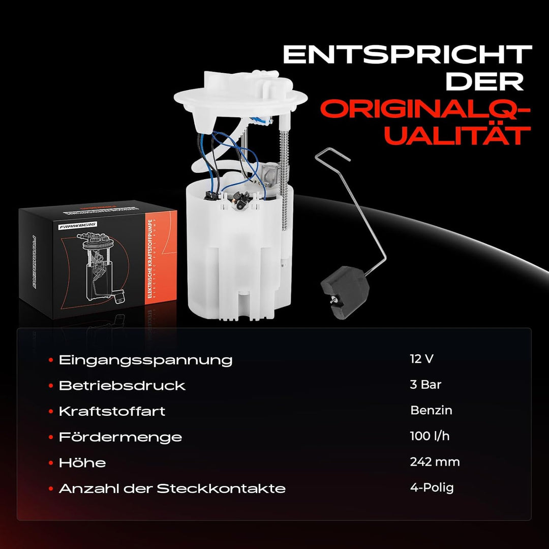 Frankberg Kraftstoffpumpe Benzinpumpe Kraftstoff-Fördereinheit Modul Satz ohne Drucksensor 4-Polig K