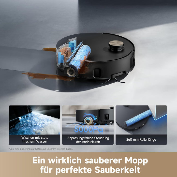 dreame Aqua10 Roller-Saugroboter mit AquaRoll-Wischer, Teppichschutz-Rollenabdeckung, 6 cm Hindernis