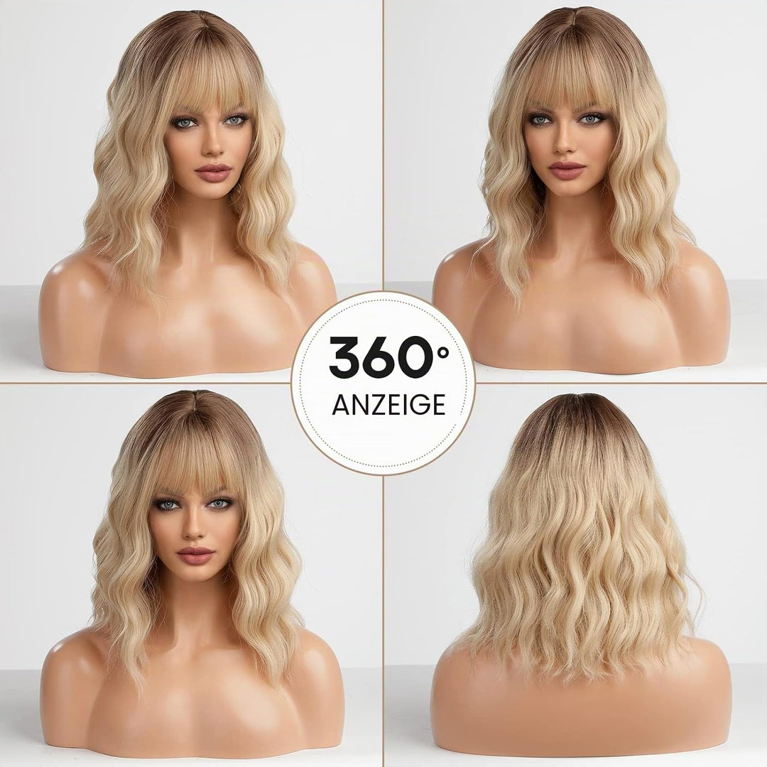 HAIRCUBE Kurze Charming Bob mit Bangs Perücken für Frau Natur Hitzebeständige Synthetische Faser Par