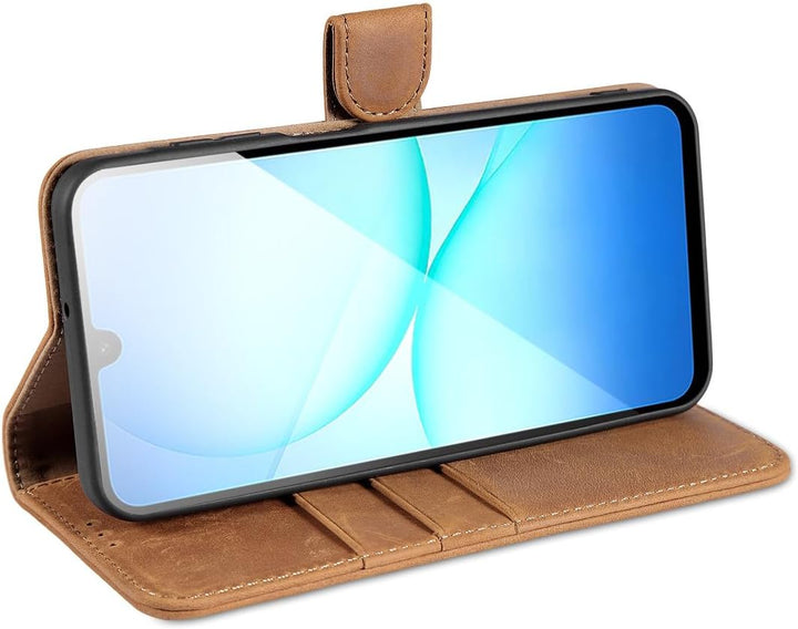 LENSUN Lederhülle für Samsung Galaxy A17 5G, Echtleder Hülle [Kartenfach][RFID Schutz][Echtes Leder]