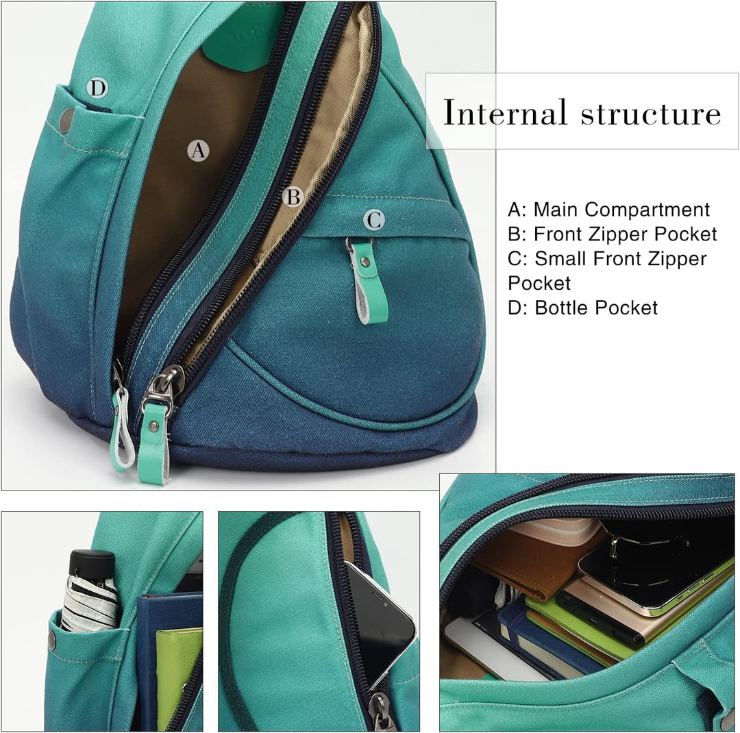 KL928 Canvas Sling Bag Rucksack Damen und Herren – Schulterrucksack Umhängetasche Crossbag Verstellb