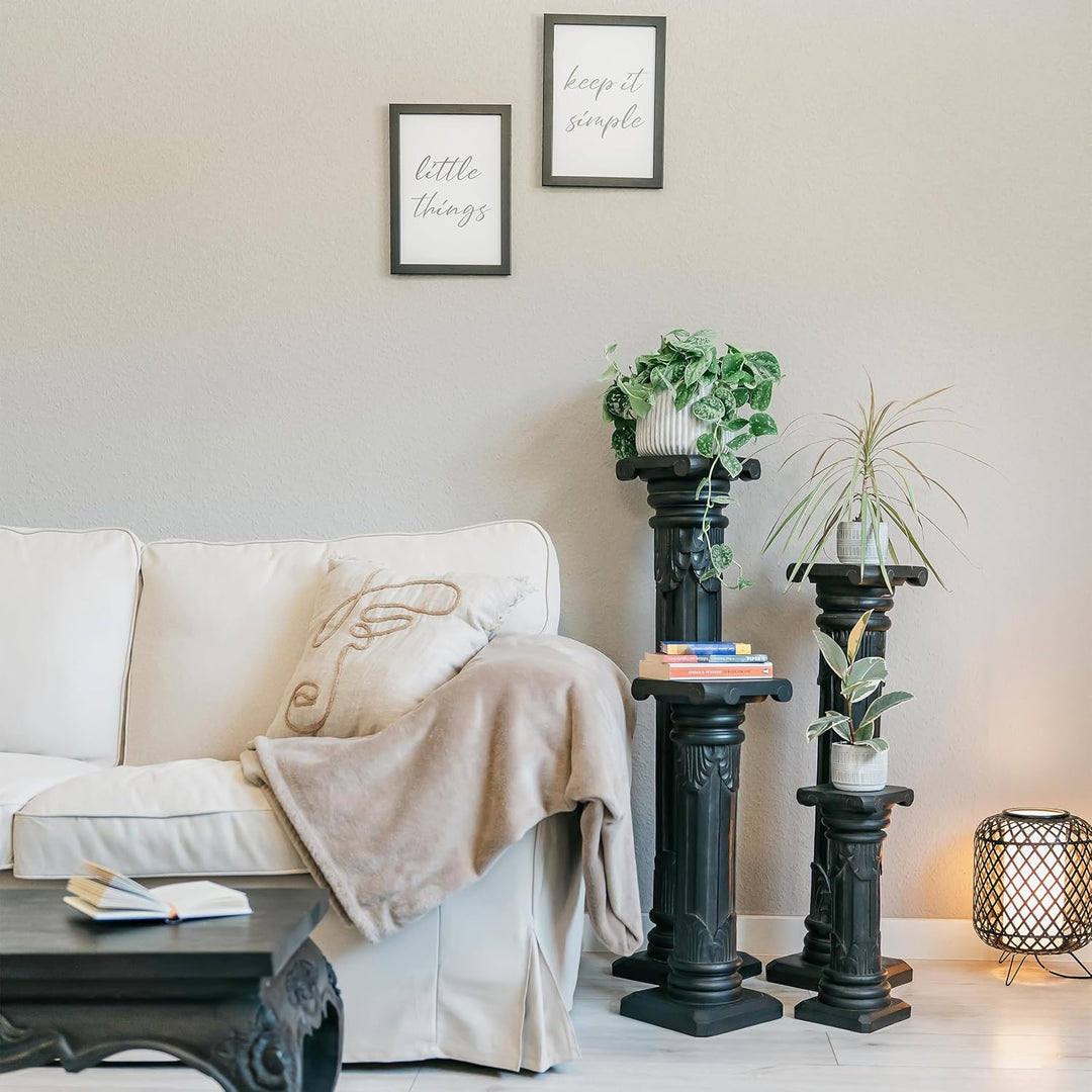 livasia Säule aus Albiziaholz, dekorative balinesische Holzsäule, Blumenpodest aus Indonesien, Handa