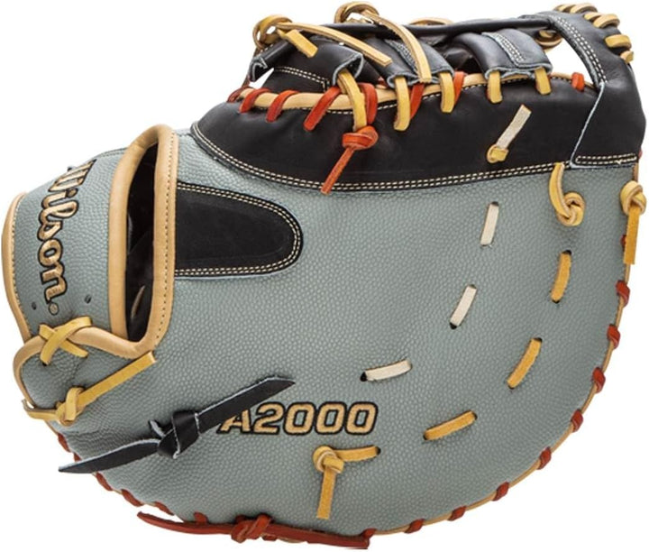 WILSON A2000 Baseball-Handschuh-Serie Linke Hand Wurf First Base SuperSkin Handschuh, 31,8 cm, Grau/