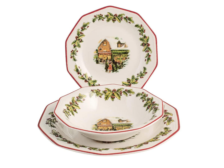 Churchill, Holly Toys Tafelservice, 18-teilig, Earthware, Weihnachten, 842474. Mehrfarbig