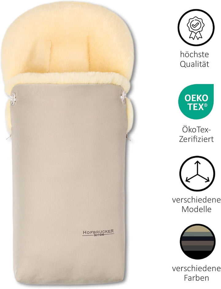 Hofbrucker Lammfell-Fusssack Putzi Kinderwagen, Buggy/Winterfusssack wind- & wasserabweisend/Warmer
