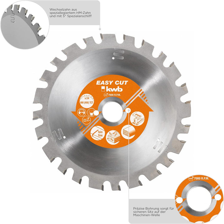 kwb Kreissägeblatt 160 x 16 mm, Made in Germany, Nagelfest, für Holz mit Metallresten, Universal Säg