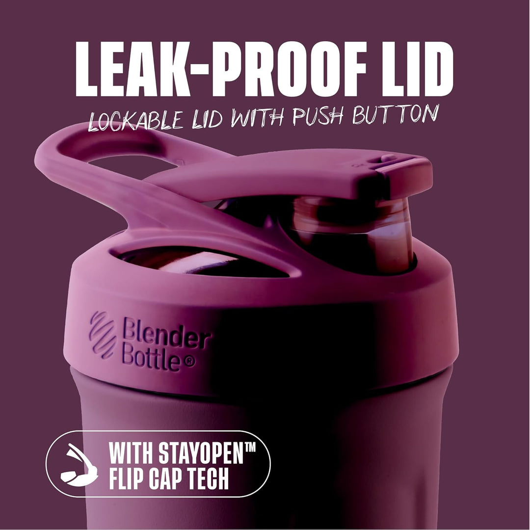 BlenderBottle Strada - Edelstahl Trinkflasche, Thermoflasche mit BlenderBall, Protein Shaker und Fit