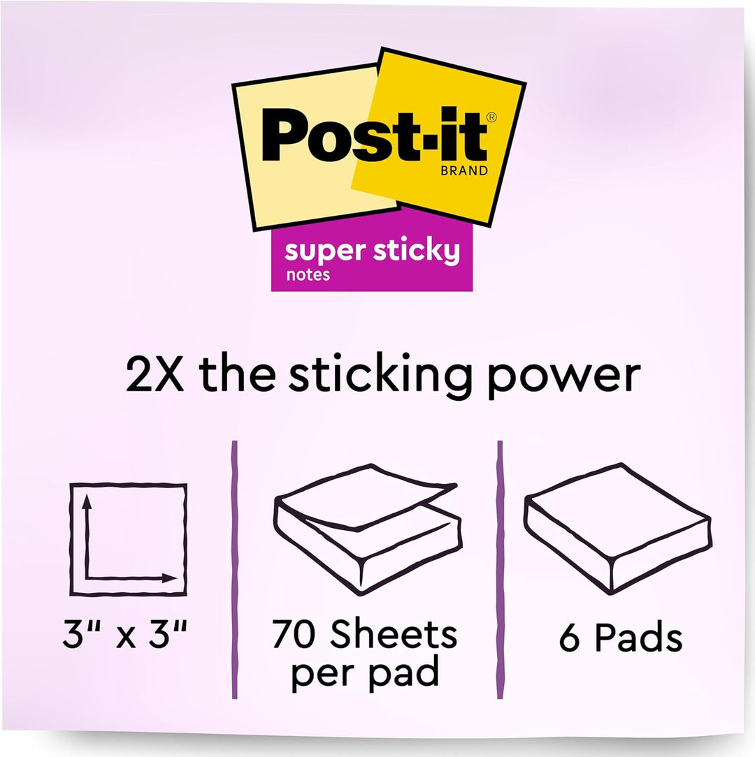 Post-it Super Sticky Recycled Notes, 5 Pastellfarben, Sticks and Resticks, 7,6 x 7,6 cm Wanderlust,