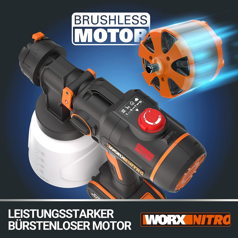 WORX WX020.9 Akku Farbsprühsystem 20V - bürstenloser Motor - ohne Akku und