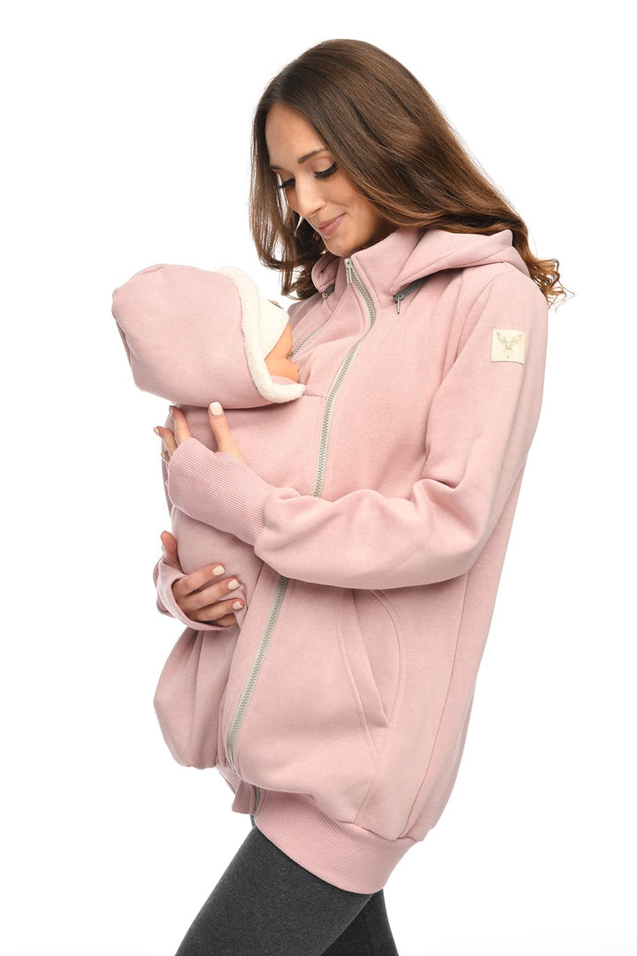 MijaCulture 3in1 Tragejacke Umstandspullover für Tragetuch für Babytrage Kängurujacke 4132 Rosa M, R