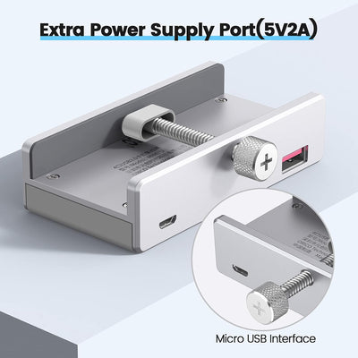 ORICO USB 3.0 Hub 4 Port, Aluminium SuperSpeed Datenhub Mit Extra Netzteilanschluss Port für Desktop