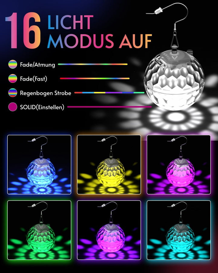 LED Ohrringe Disco Ball Ohrringe 7 RGB Licht Projektion Licht Ohrringe für Frauen Wiederaufladbare L