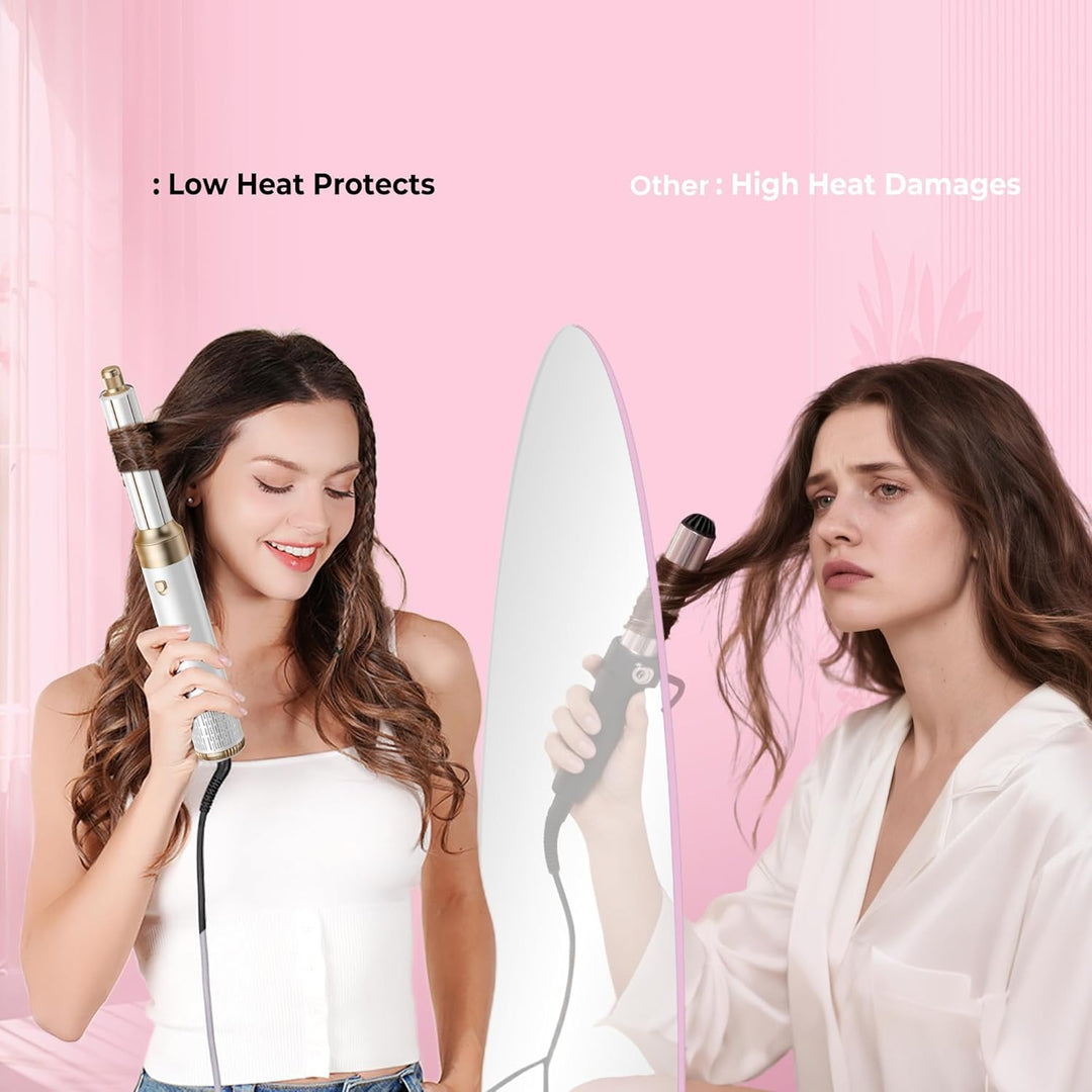 MogaWave Haarstyler Pro Air Styler 6 in 1 Hair Styler 1000W Rundbürstenföhn, Warmluftbürste, Föhnbür