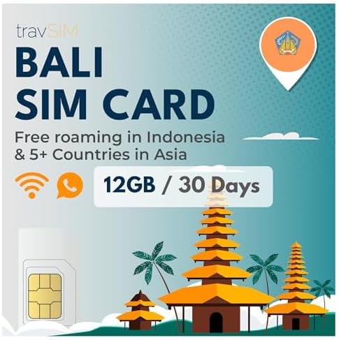 travSIM Bali SIM-Karte | 12GB Daten | 4G/5G Geschwindigkeiten | Kostenloses Roaming in Indonesien &