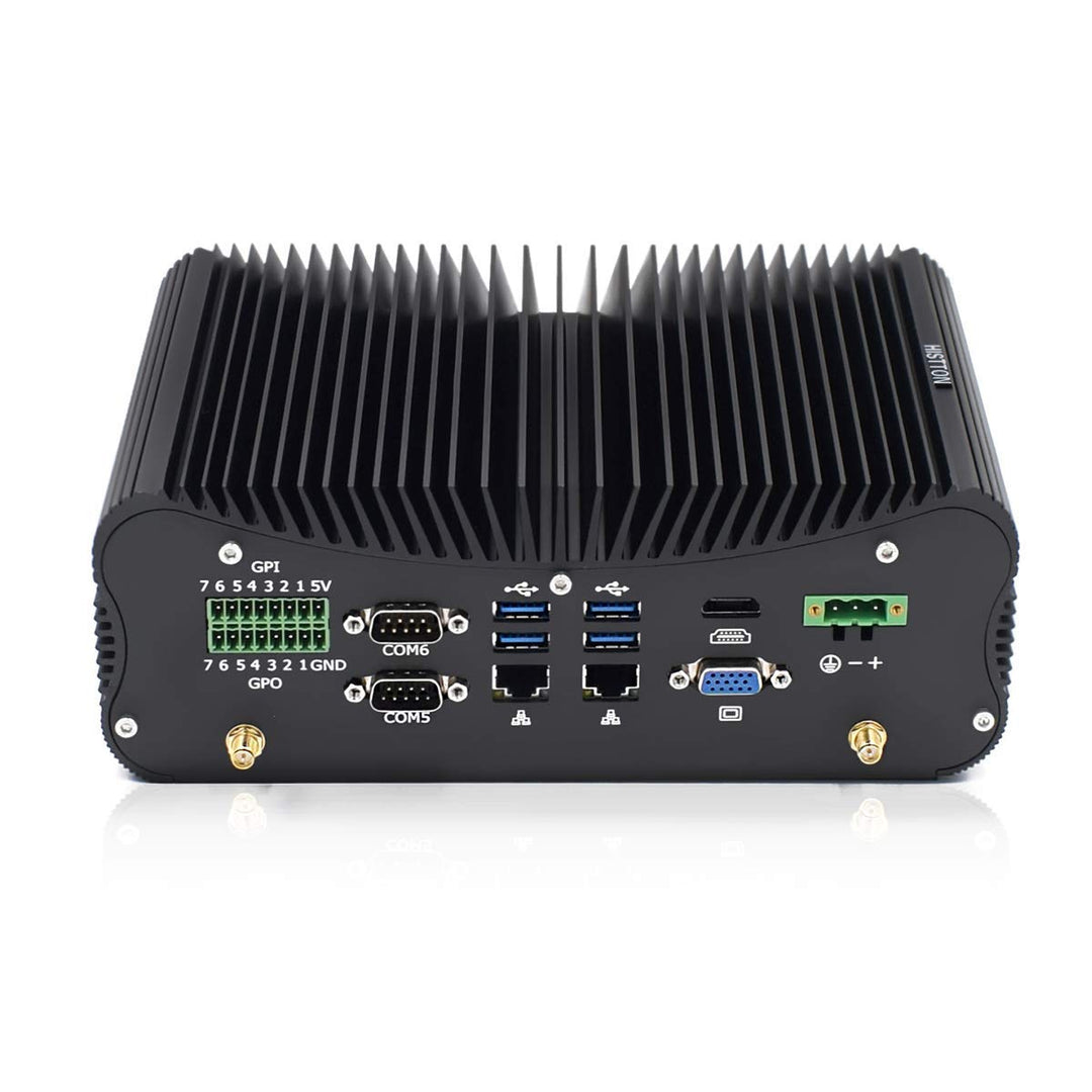 HISTTON Mini PC Lüfterlos Industrie PC Core i7-10510U 32GB RAM 512GB SSD, HDMI & VGA RS485 / 232 COM