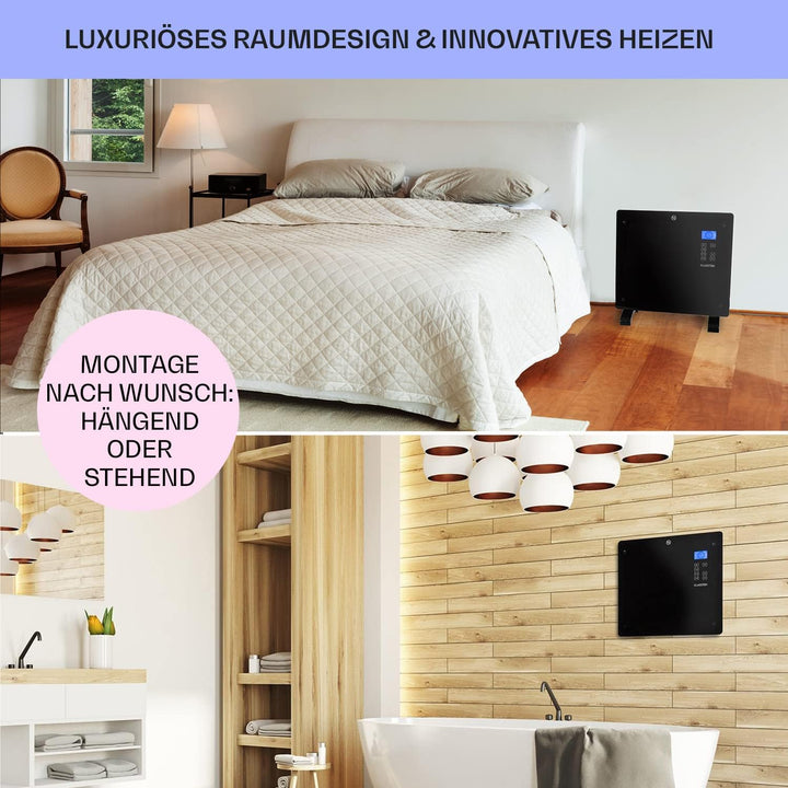 Klarstein Elektroheizung, Konvektor-Heizung mit Bodenrollen, Mobile Elektroheizung Energiesparend, S
