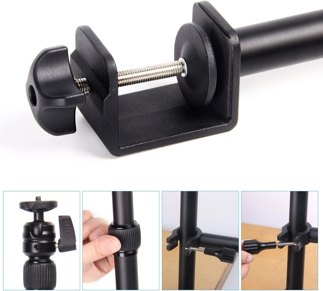 CAMBOFOTO Multifunctional Desktop Stand with 1/4" Ball Head,Suitable for Cameras, Ring Lights, Micro