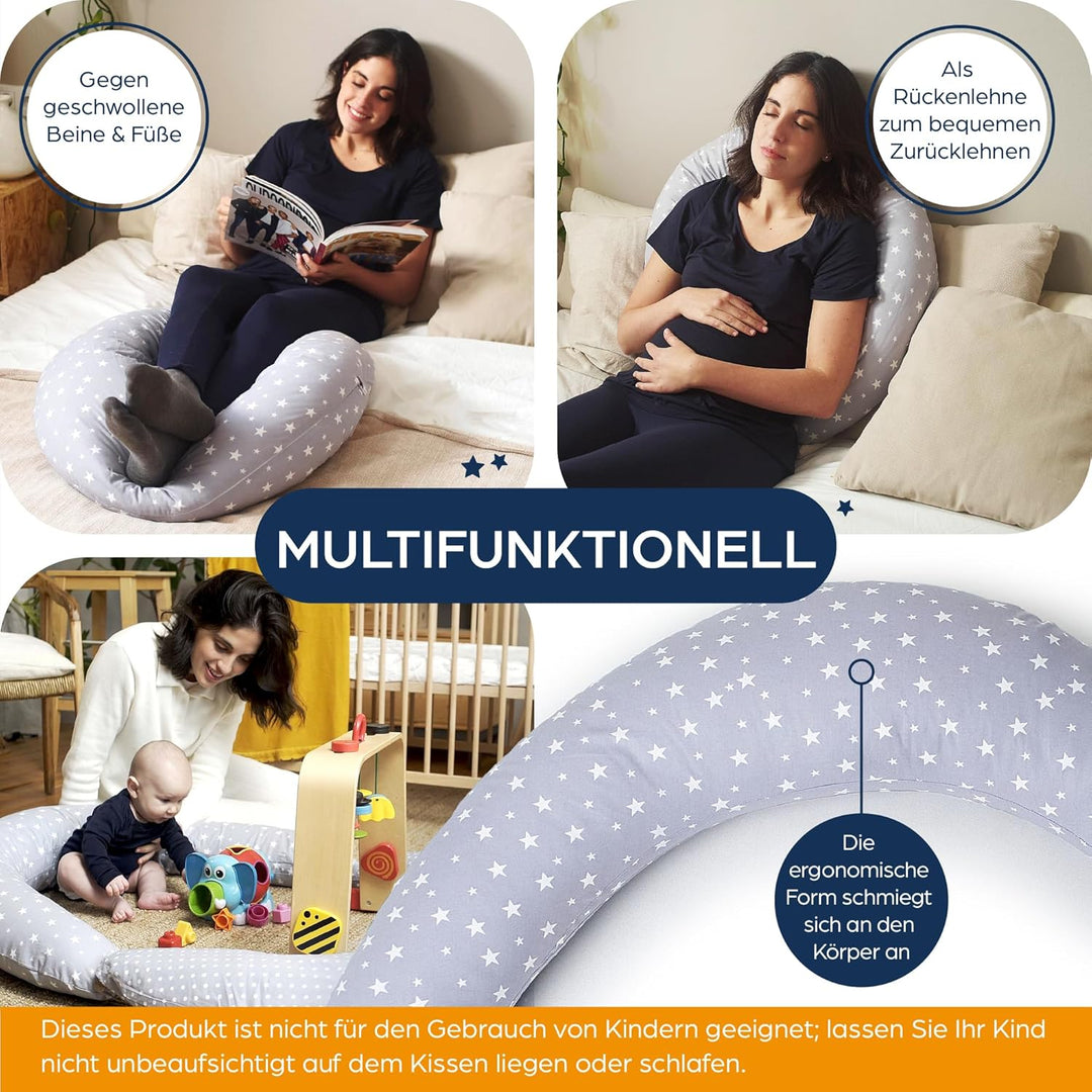 Niimo XXL Schwangerschaftskissen & Stillkissen - Seitenschläferkissen mit Bezug aus 100% Baumwolle,