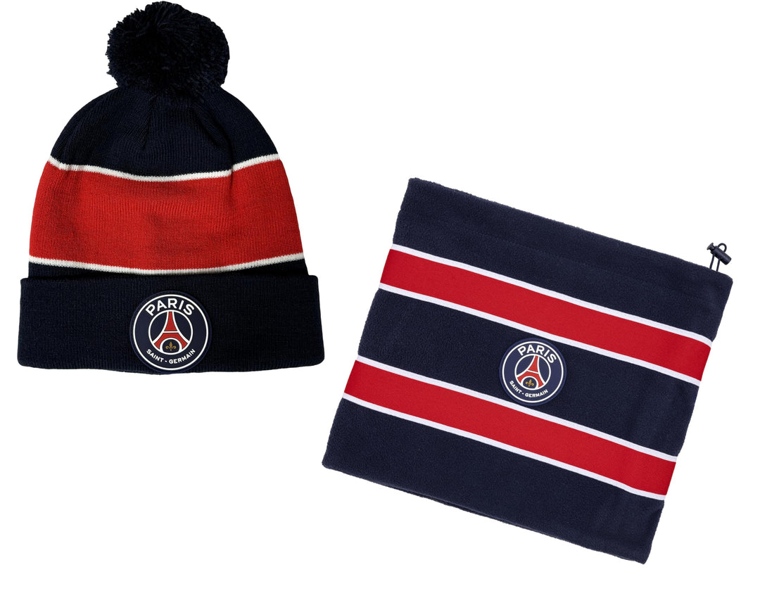 PARIS SAINT-GERMAIN Set Mütze + Halswärmer Fleece PSG – Offizielle Kollektion, blau, Einheitsgrösse