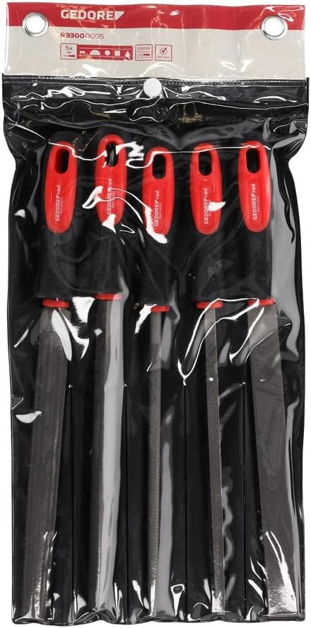GEDORE red Feilensatz, 5-teilig, Spezialstahl, Inkl. Kunststofftasche, 2-Komponenten-Griff, Rot/Schw