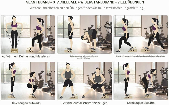Professionelles Schrägbrett aus Holz, verstellbares Neigungsbrett und Wadendehner, Stretch-Brett - e