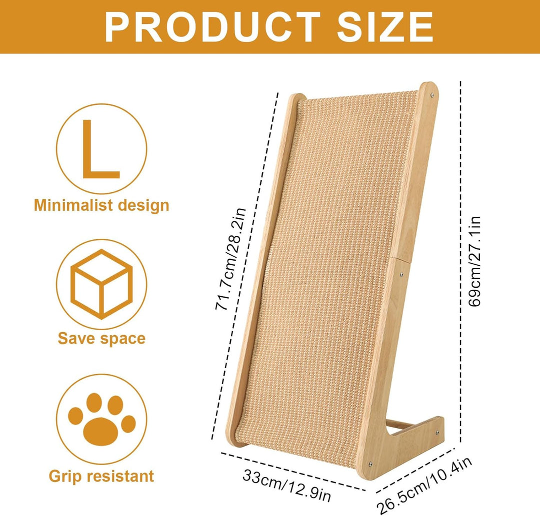 Kratzbretter Katze Kratzsäule – 68 cm H Dual-Use Katzen Kratzbrett - L-förmige Massivholz &amp; Sisal fü