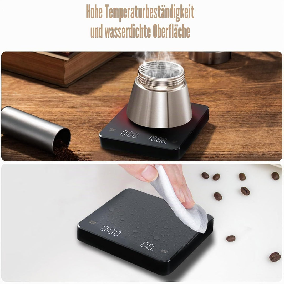 Digitale Kaffeewaage mit Timer, Espressowaage 3 kg/0,1 g, Präzisionswaage, Hohe Präzision, Wiederauf