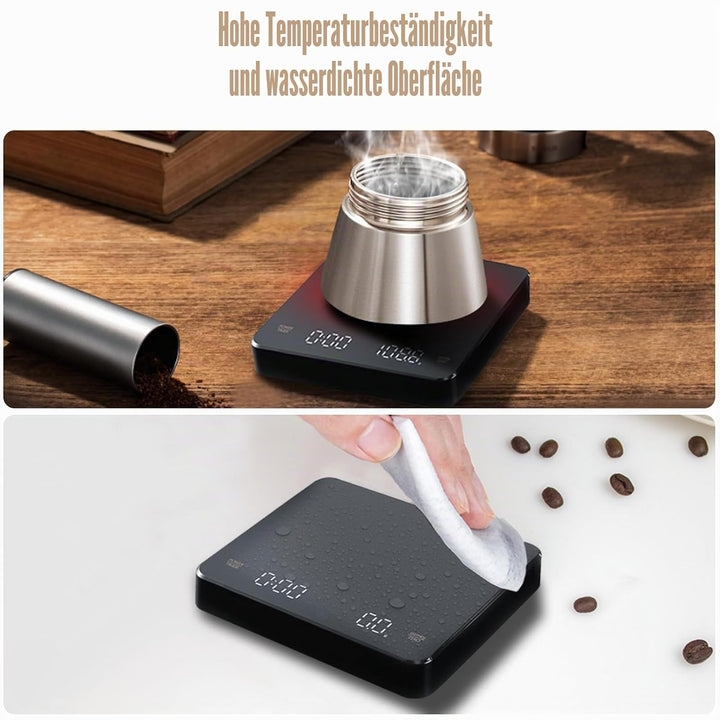 Digitale Kaffeewaage mit Timer, Espressowaage 3 kg/0,1 g, Präzisionswaage, Hohe Präzision, Wiederauf