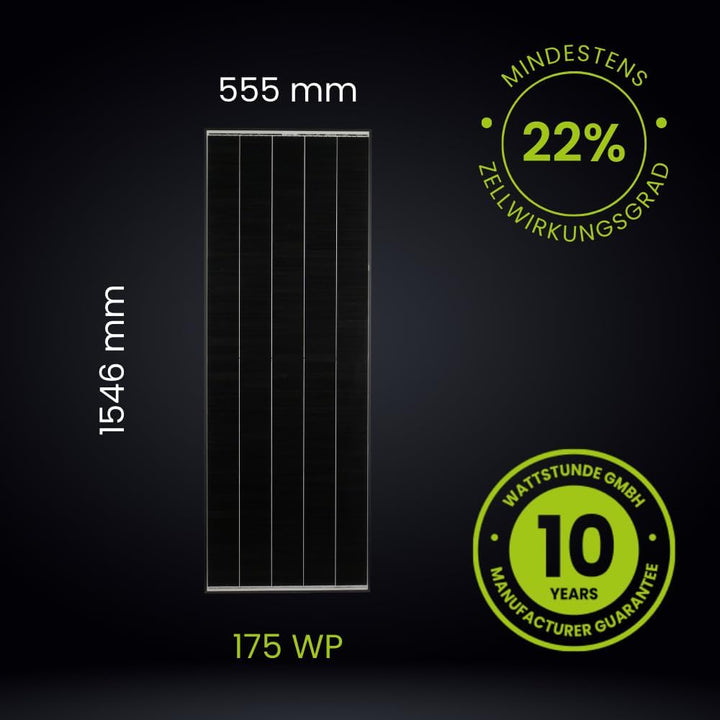 SOLA Frame Black - Innovatives monokristallines Solarmodul mit Schindelzellen (175 W), 175 W