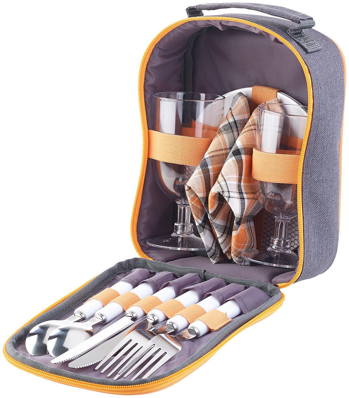 PEARL Picknickset: Picknick-Set für 2 Personen: Gläser, Servietten, Teller, Besteck (Picknickgeschir