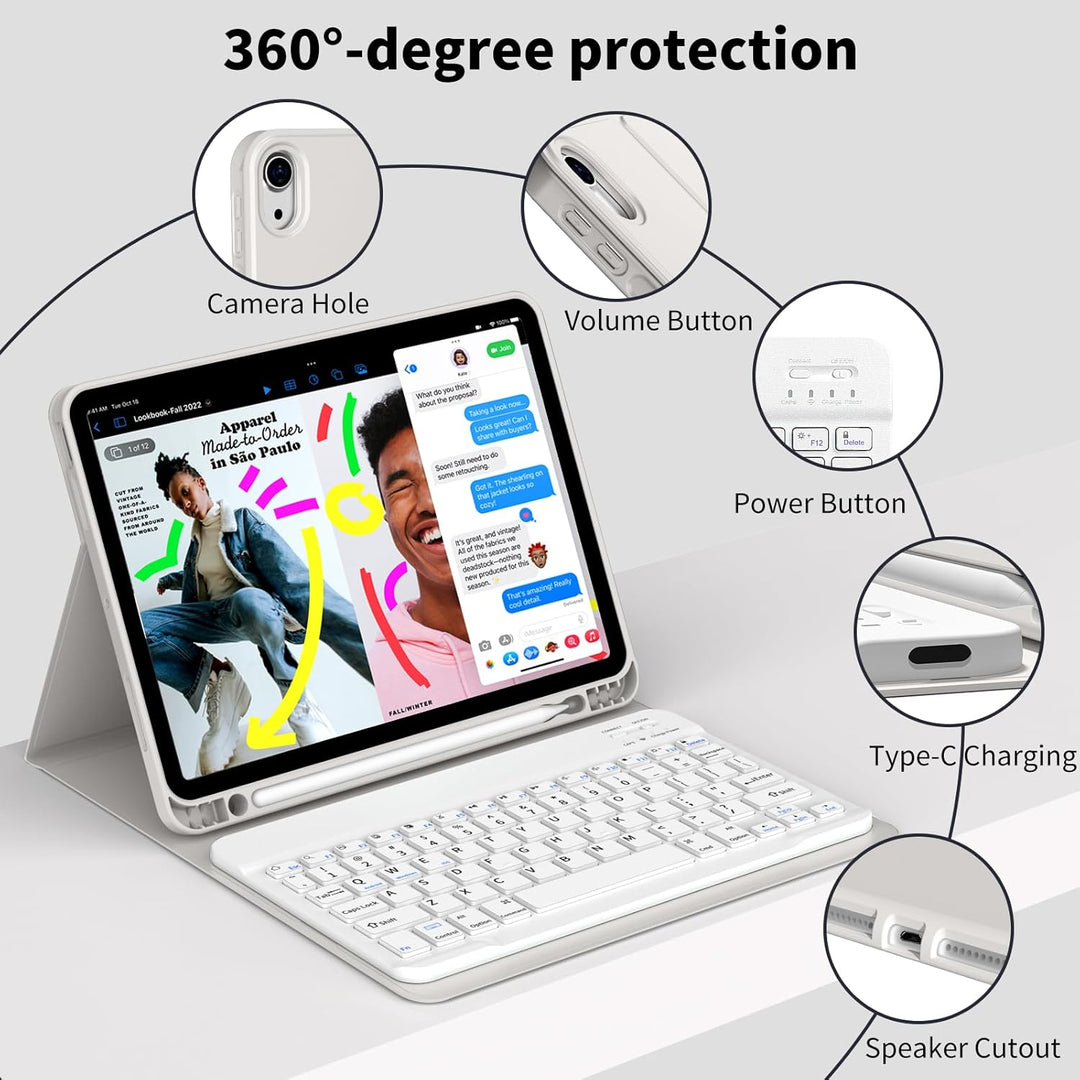 JKSML Tastatur Hülle für iPad Air 11 Zoll (M2) 2024, iPad Air 5. Gen 2022/4. Gen 2020 10.9 Zoll Tast