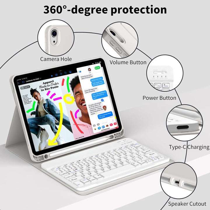 JKSML Tastatur Hülle für iPad Air 11 Zoll (M2) 2024, iPad Air 5. Gen 2022/4. Gen 2020 10.9 Zoll Tast