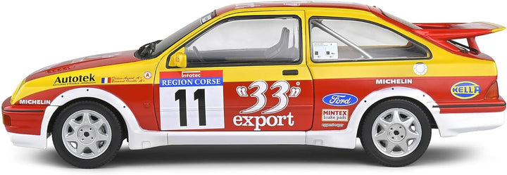 Solido 421181000 1:18 Ford Sierra Cosworth #11 rot/gelb, Modellauto, Die-Cast-Fahrzeug