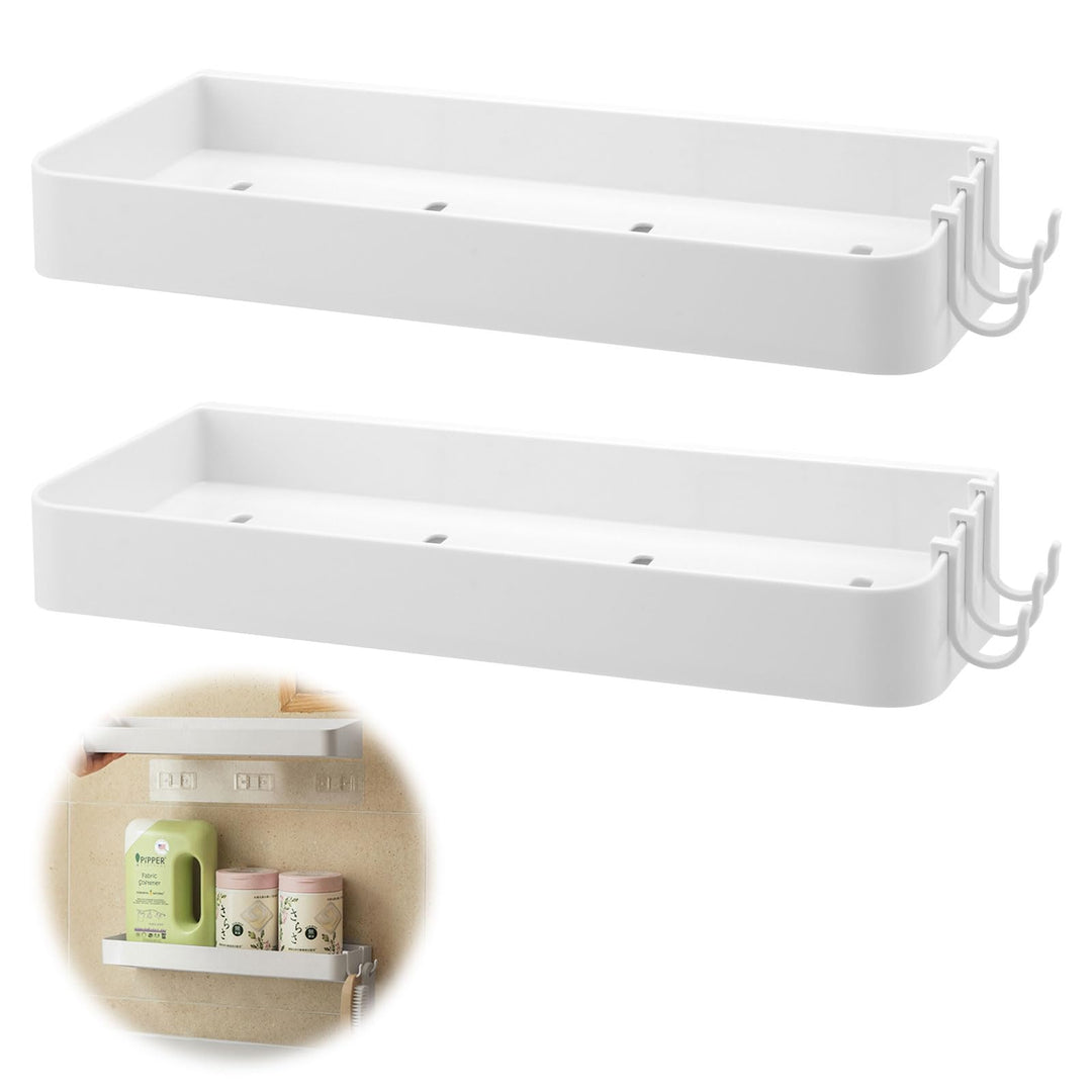 Badezimmerregale Ohne Bohren 2 Stück Kleberegal mit 6 Haken für Badezimmer Wandablage Bad Badezimmer