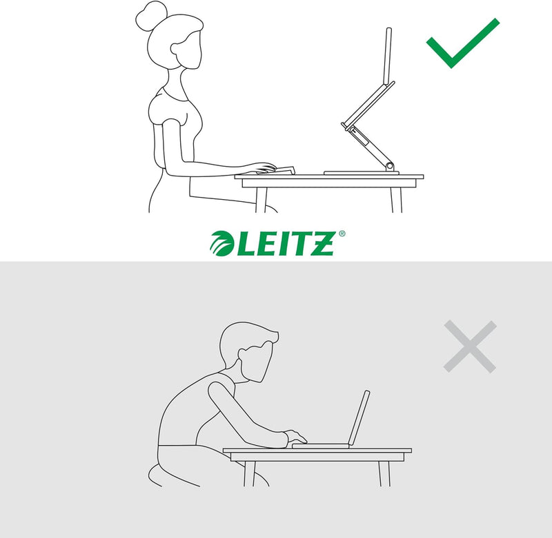 Leitz höhenverstellbarer Laptopständer mit mehreren Winkeln, für 13“ - 15“ Laptops, 6 voreingestellt