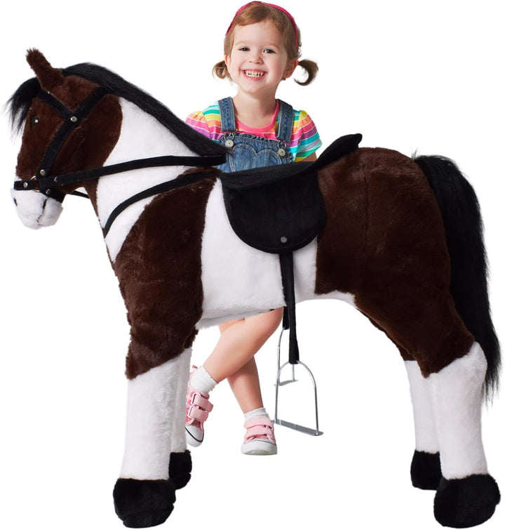 TE-Trend Pferd, 70 cm – Plüschpferd zum Reiten – Kinder Reitpferd mit Sattel, Zaumzeug und Steigbüge