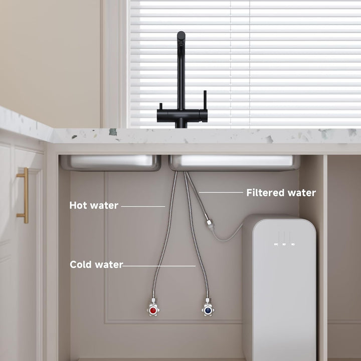 Wasserhahn Küche 3 Wege, 360° Drehbar Küchenarmatur, 3 in 1 Mischbatterie für Wasserfilter, Trinkwas